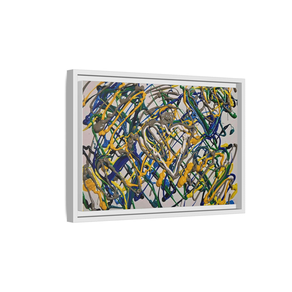 Abstract Multicolor Drizzle Drip Painting — Framed Matte Canvas Wall Art