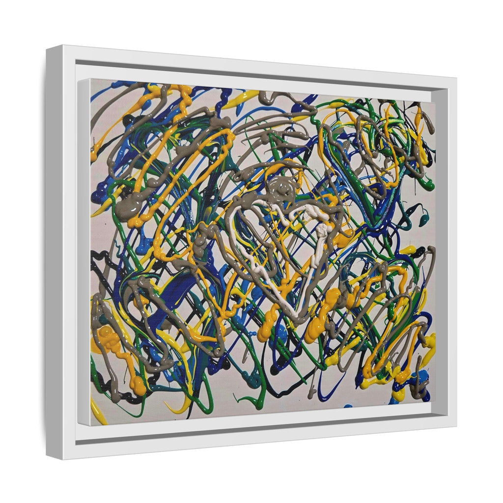 Abstract Multicolor Drizzle Drip Painting — Framed Matte Canvas Wall Art