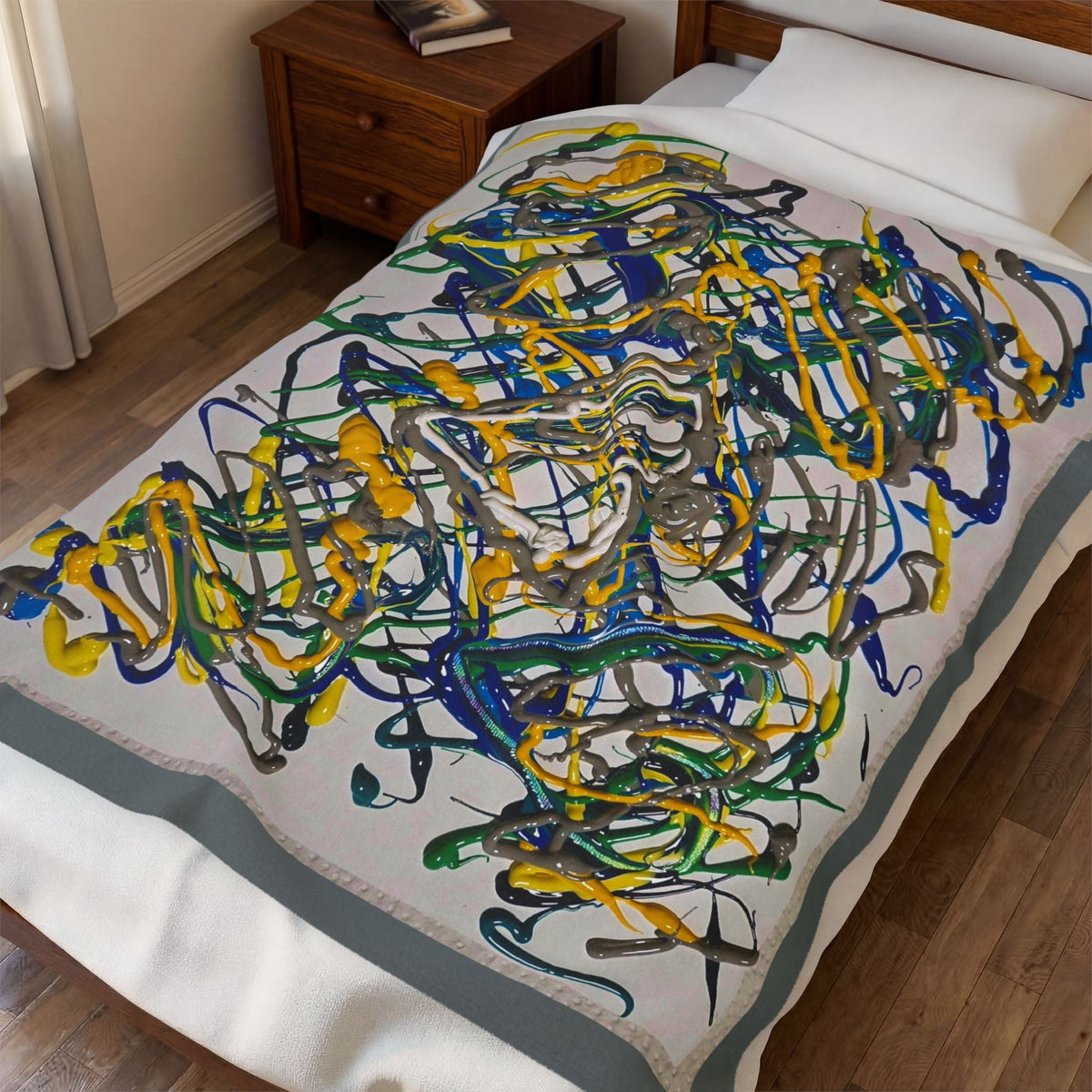 Abstract Art Splatter Velveteen Plush Blanket — Colorful Modern Art Throw