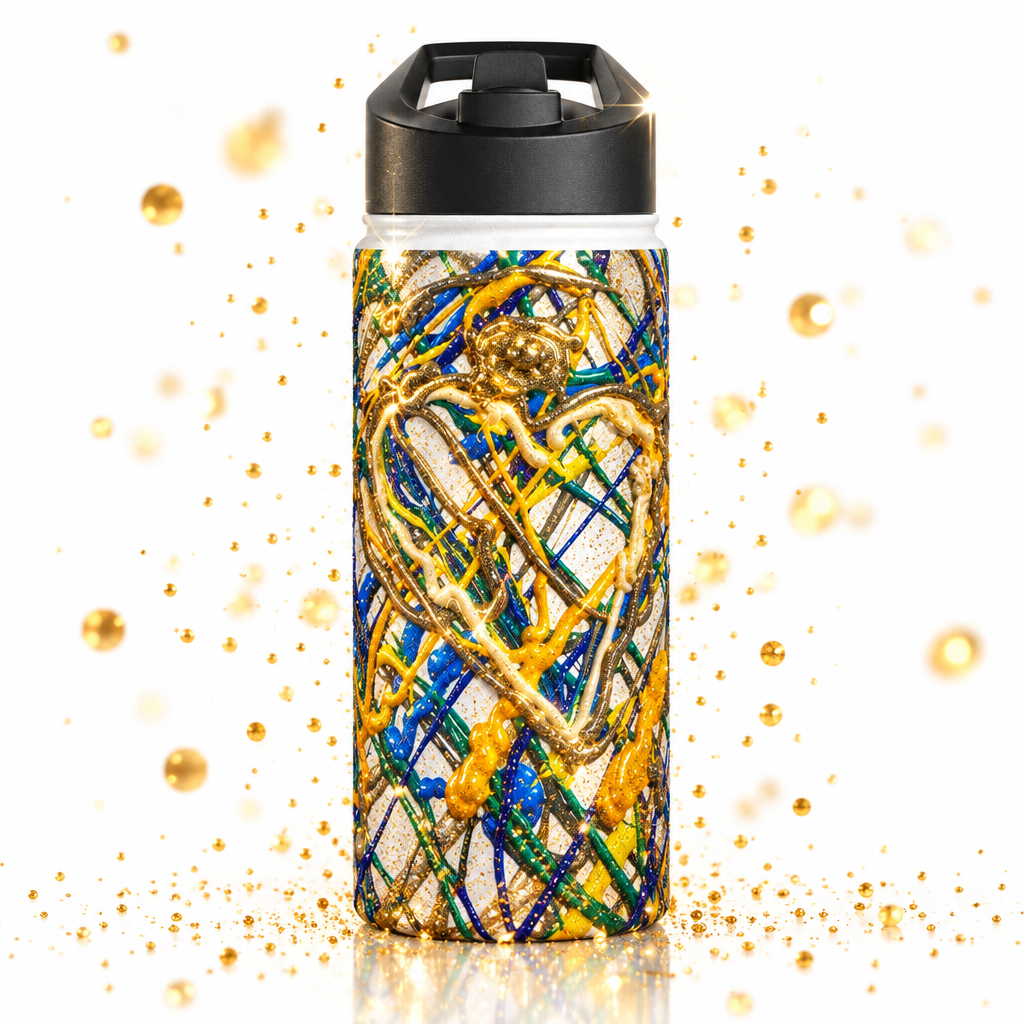 Drizzle Art Water Bottle — Gold Glitter Bling